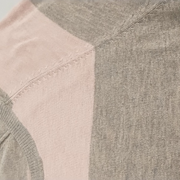 Pink & Taupe Grey Wide Stripe Fine Gauge Knit Sweater XL - Picture 6 of 10